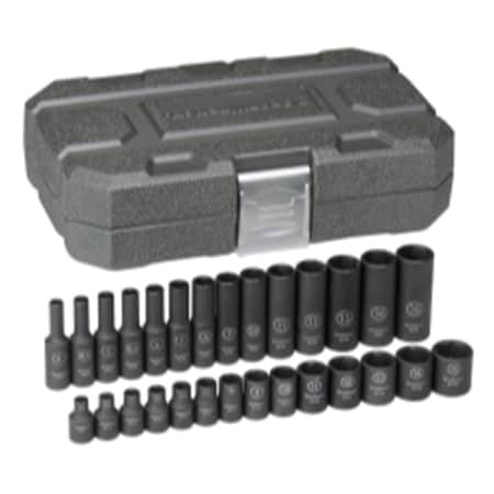 Gearwrench .25in. Drive 6 Point Metric Standard and Deep Impact Socket Set Metric, 28PK KDT84901